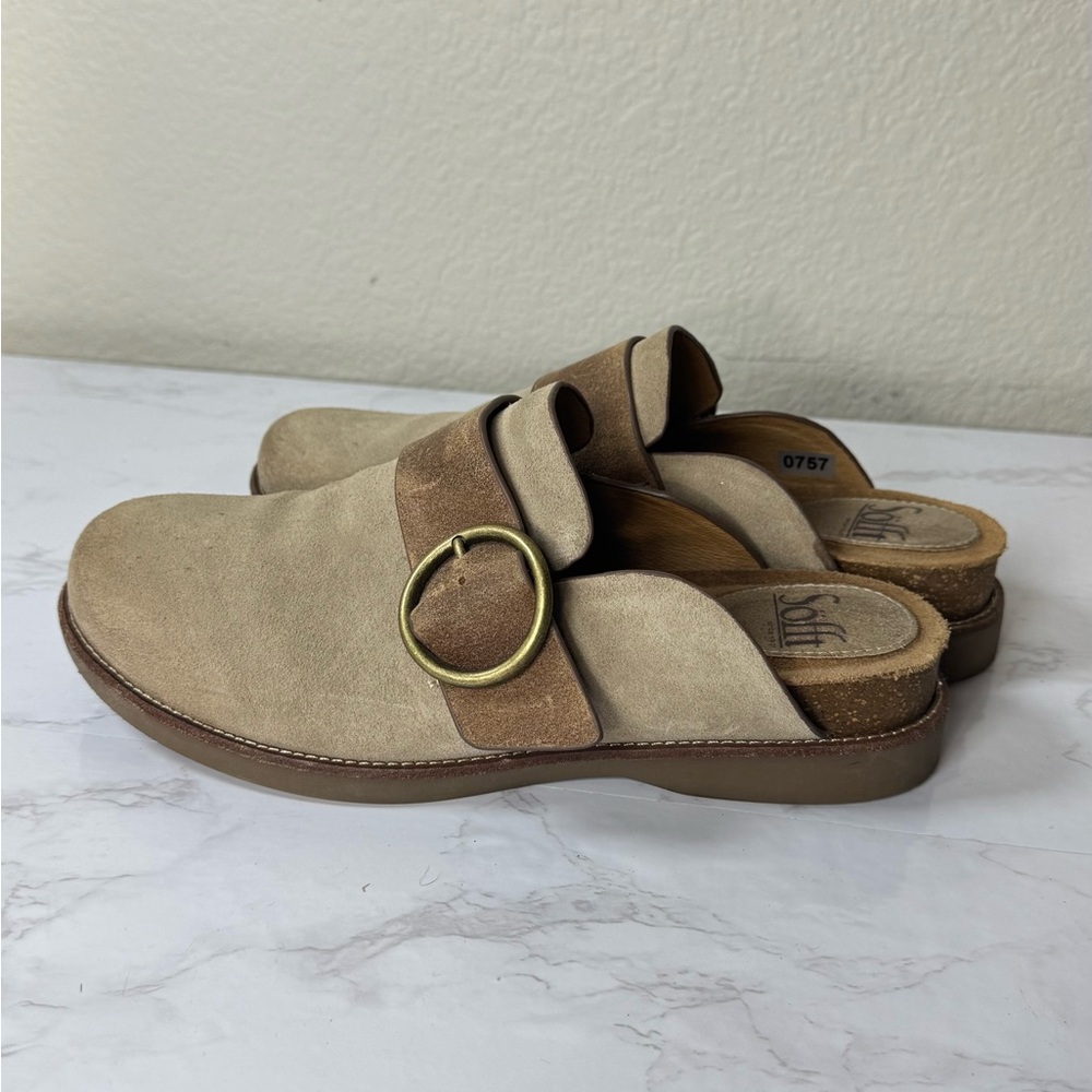 Sofft Miliani Mule Suede Leather Size 8 Comfort Slip-On Clogs Neutral Slides - Picture 2 of 7